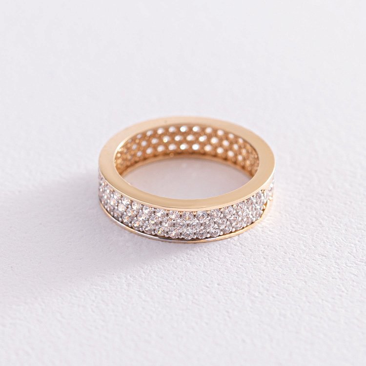 Золота каблучка з фіанітами к03359 від ювелірного магазину Онікс - 2