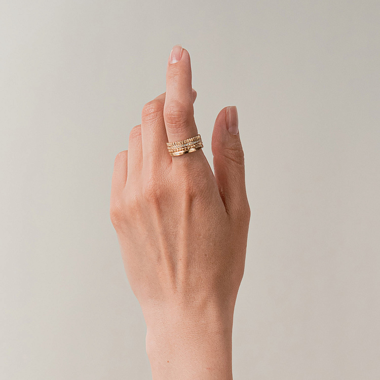 Каблучка "Sharon" з фіанітами (жовте золото) к08352 від ювелірного магазину Онікс - 1