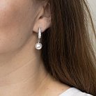 Жіночі срібні сережки (штучні перли, фіаніти) 122108 от ювелирного магазина Оникс - 2
