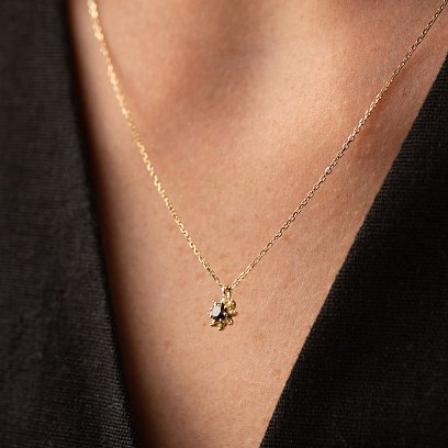 Кольє "Квіточка" з діамантами (жовте золото) 742601622 №2