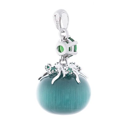 Серебряный кулон (им. улексит, фианит) 132807 №2