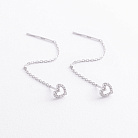 Срібні сережки - протяжки "Сердечки" з фіанітами 902-01587 от ювелирного магазина Оникс