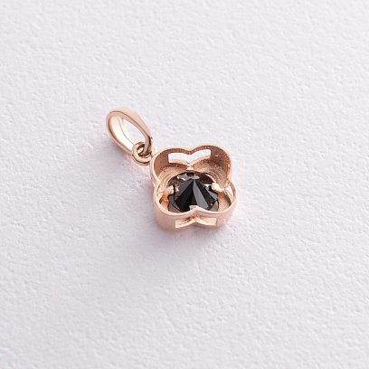 Золотая подвеска "Клевер" (черный фианит) п02816 №3