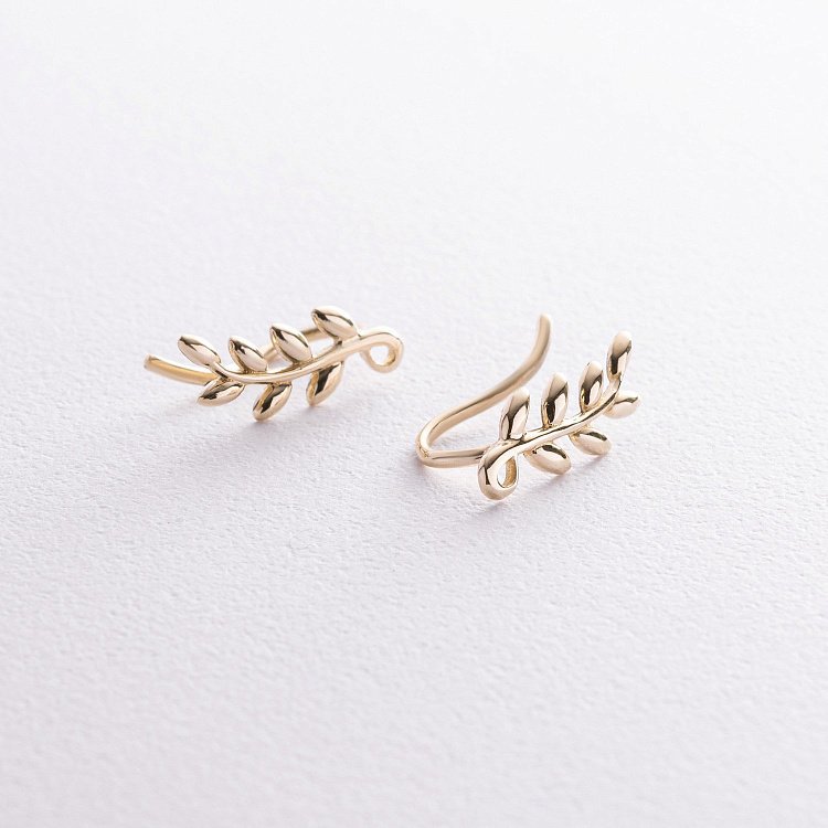 Сережки - клаймбери "Гілочки" у жовтому золоті с08556 від ювелірного магазину Онікс - 4