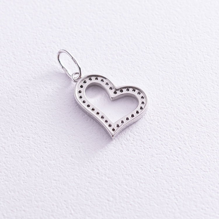 Срібна підвіска з фіанітами "Серце" 131639 від ювелірного магазину Онікс - 1
