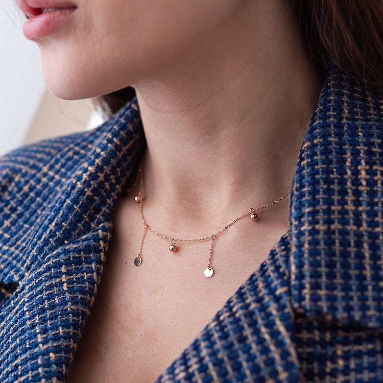 Золоте кольє "Монетки і кульки" 860389 від ювелірного магазину Онікс - 4