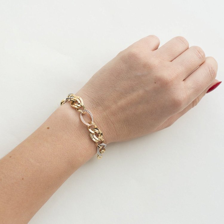 Жіночий золотий браслет з фіанітами б01622 від ювелірного магазину Онікс - 2