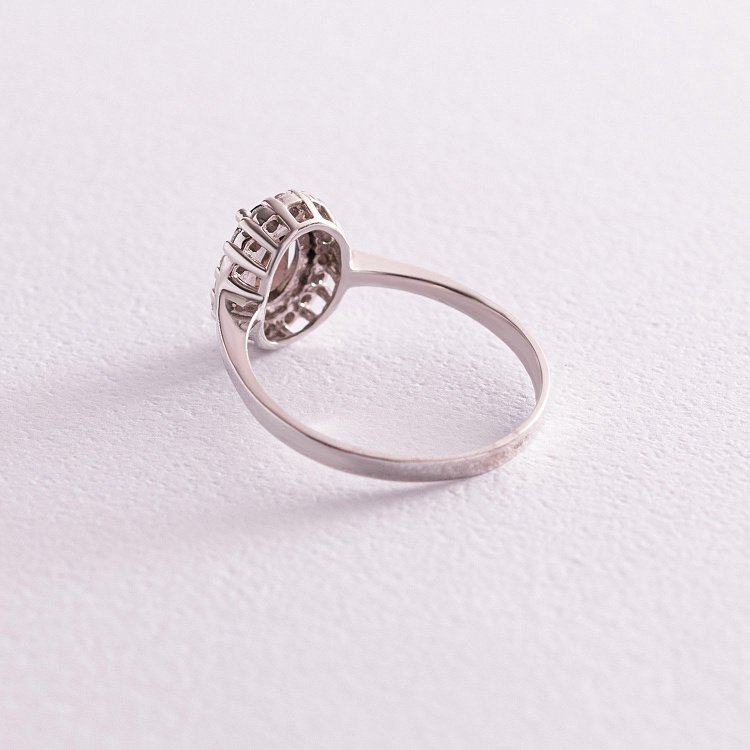 Срібна заручальна каблучка (димчастий кварц і фіаніти) 111068 від ювелірного магазину Онікс - 2