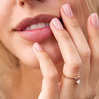 Золотое кольцо "Сердечко" с фианитами к06803 №2