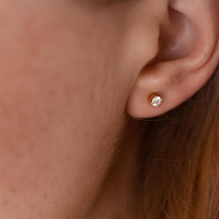 Золоті сережки - пусети 2 в 1 з діамантами 330752421 від ювелірного магазину Онікс - 7