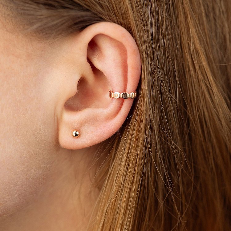 Серьги - пусеты "Шарики" в красном золоте (0.4 см) с07291 от ювелирного магазина Оникс - 4