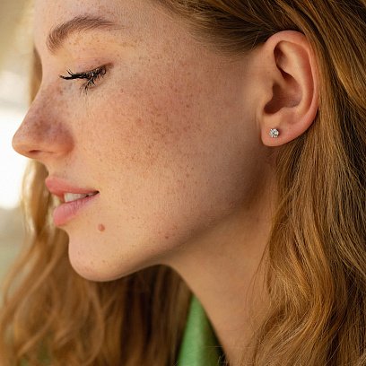 Золотые серьги - пусеты с бриллиантами 327371121 №2