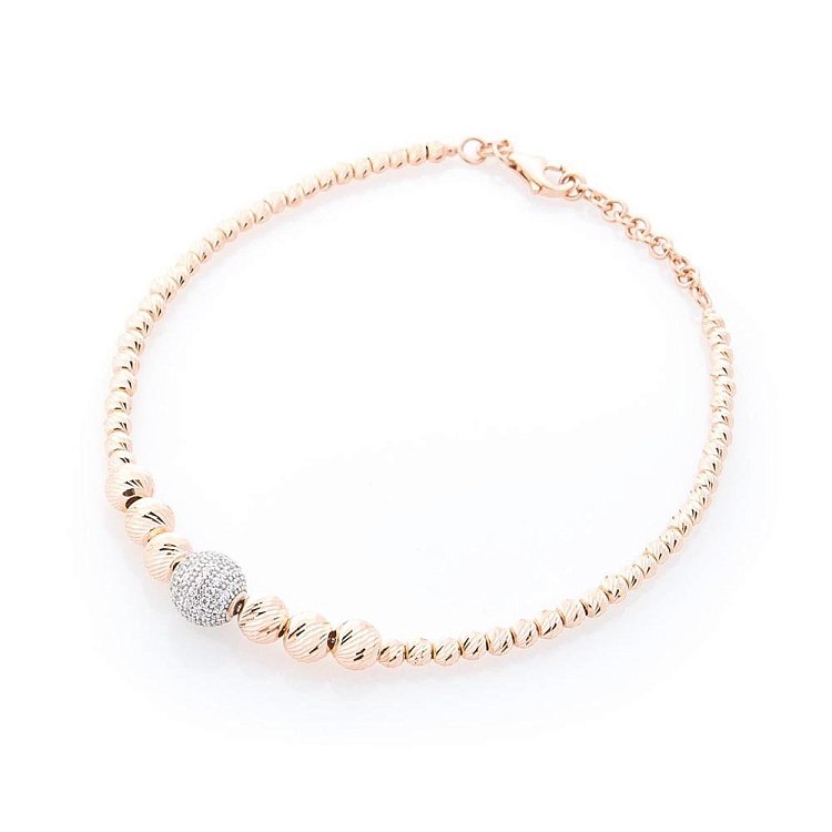 Золотой браслет с шариками (фианиты) б03588 от ювелирного магазина Оникс