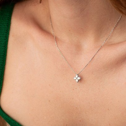 Колье "Клевер" в белом золоте кол02493 №6