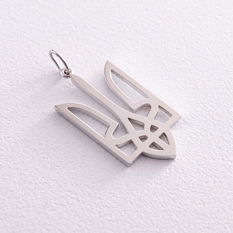 Золотий кулон "Герб України - Тризуб" з блакитними та жовтими діамантами 129951121 від ювелірного магазину Онікс - 3