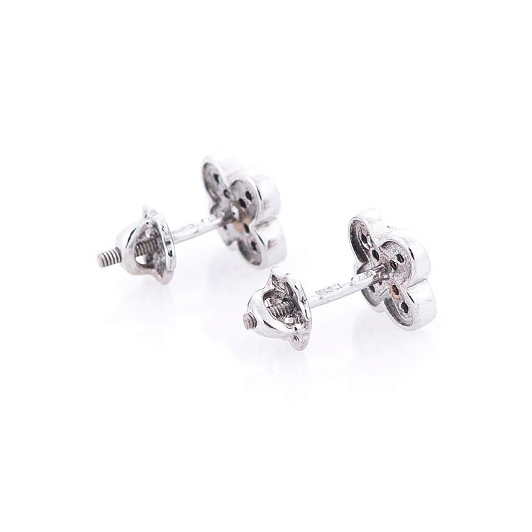 Золоті сережки-пусети "Конюшина" з чорними фіанітами с04818 - 1 Золоті сережки-пусети "Конюшина" з чорними фіанітами с04818 від ювелірного магазину Онікс - 1