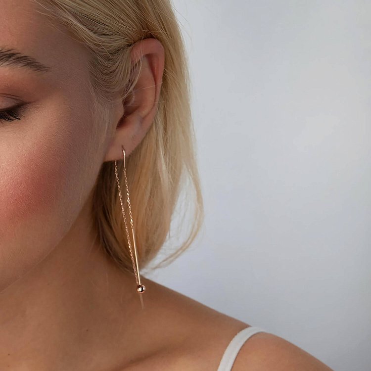 Золоті сережки "Кульки" на ланцюжку с07601 від ювелірного магазину Онікс - 4