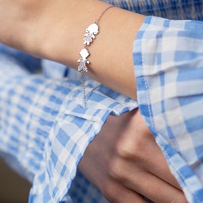 Золотий браслет "Хлопчик і дівчинка" з фіанітами б04112 №2