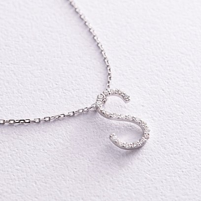 Золотое колье с буквой "S" с бриллиантами 133601121 №6