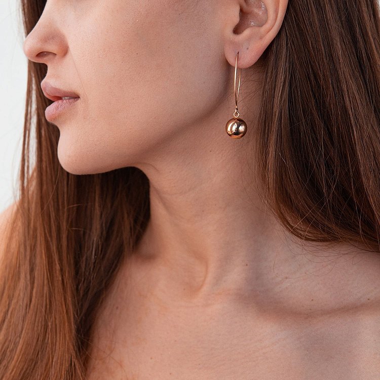 Золотые серьги "Шарики" с00764 от ювелирного магазина Оникс - 3