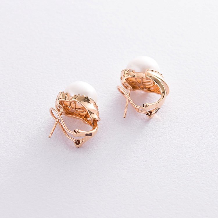 Золоті сережки (перли, діаманти) с756 від ювелірного магазину Онікс - 2