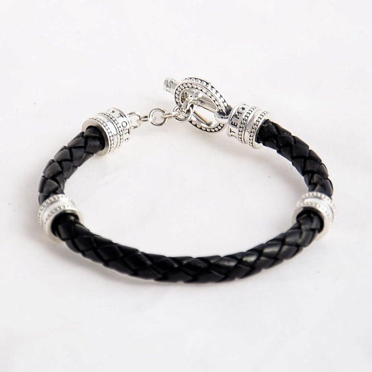 Шкіряний браслет "Тогл" з срібними вставками t0031 від ювелірного магазину Онікс - 7