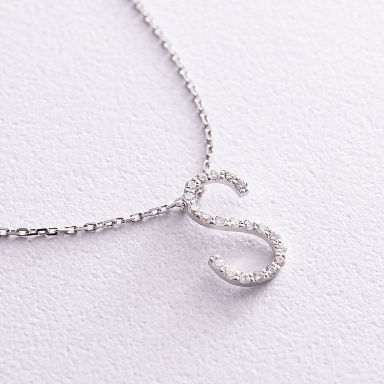 Золотое колье с буквой "S" с бриллиантами 133601121 от ювелирного магазина Оникс - 5