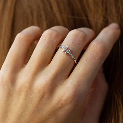 Кольцо "Tina" в белом золоте (фианиты) к05836 №6