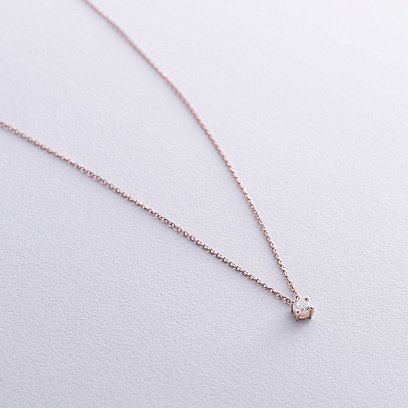 Золотое колье с одним камнем (бриллиант) колб0113di №3