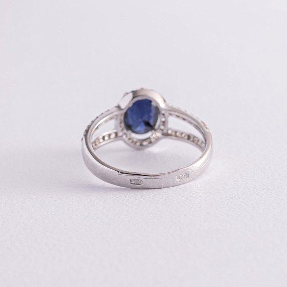 Серебряное кольцо с сапфиром и фианитами 1351/1р-HSPH №4