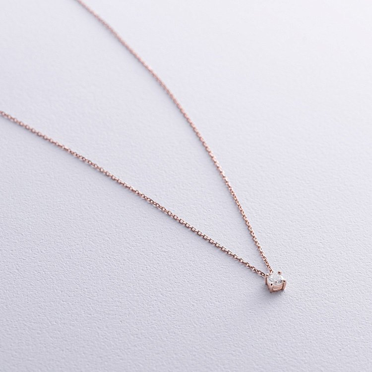 Золотое колье с одним камнем (бриллиант) колб0113di от ювелирного магазина Оникс - 2