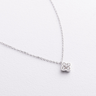 Колье в белом золоте "Клевер" (бриллианты) колб0196mi
