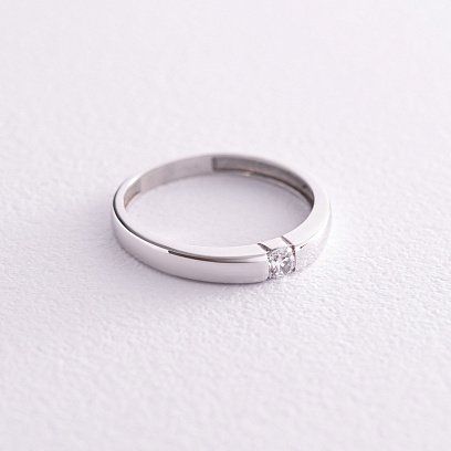 Каблучка з фіанітом у білому золоті к07153 №3