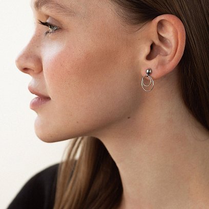 Срібні сережки - пусети "Кільця" 122558 №3