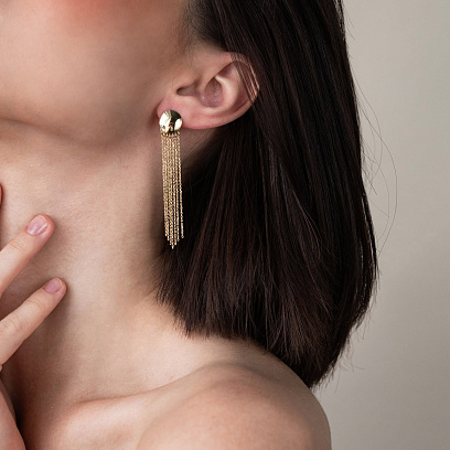 Серьги "Изысканность" в желтом золоте 480075М