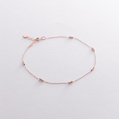 Золотой браслет "Шарики" на ногу б05321 №2