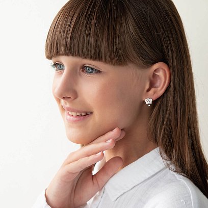 Детские серебряные серьги "Бабочки" (эмаль) 123090 №3