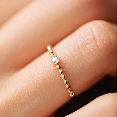 Каблучка "Stephanie" з фіанітом (жовте золото) к07970 №4