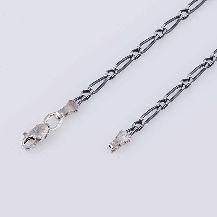 Серебряная черненая цепочка плетение Фигаро 1+1 12543 - 1 Серебряная черненая цепочка плетение Фигаро 1+1 12543 от ювелирного магазина Оникс - 1