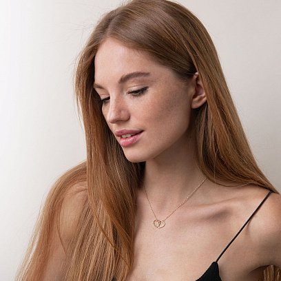 Колье "Влюбленные сердца" в желтом золоте кол01988 №2