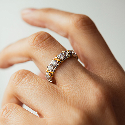 Серебряное кольцо "Rosie" с фианитами 112857 №4
