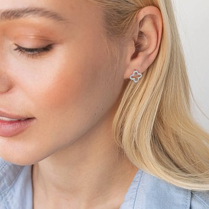 Сережки - пусети "Конюшина" в сріблі 122814 №3