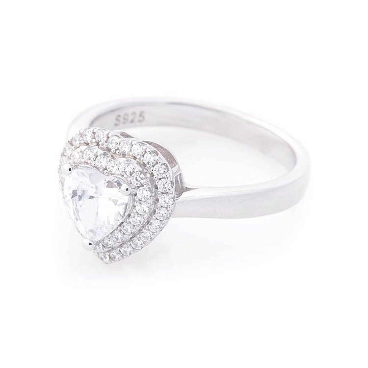 Срібний перстень "Сердечко" з фіанітами 112107 від ювелірного магазину Онікс - 1