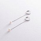 Сережки - кільця "Перлина на ланцюжку" у білому золоті с08357 от ювелирного магазина Оникс - 8