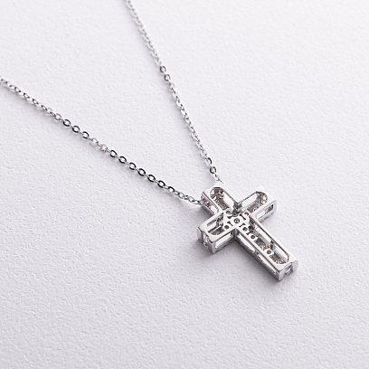 Золоте кольє "Хрестик" з діамантами колб0202mi №3