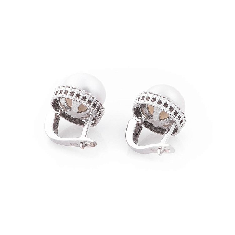 Золоті сережки (культ. прісн. перли, фіаніти) с02713 від ювелірного магазину Онікс - 1