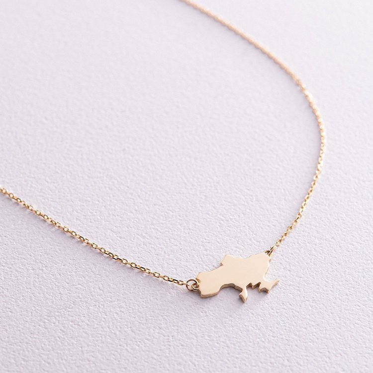 Кольє "Карта України" у жовтому золоті (можливе гравіювання) кол02299 - 5 Кольє "Карта України" у жовтому золоті (можливе гравіювання) кол02299 від ювелірного магазину Онікс - 5