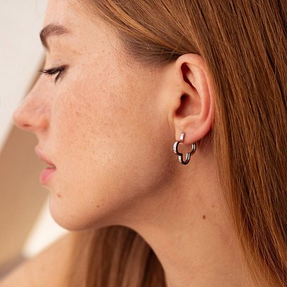 Серьги "Клевер" в серебре 122755 №3