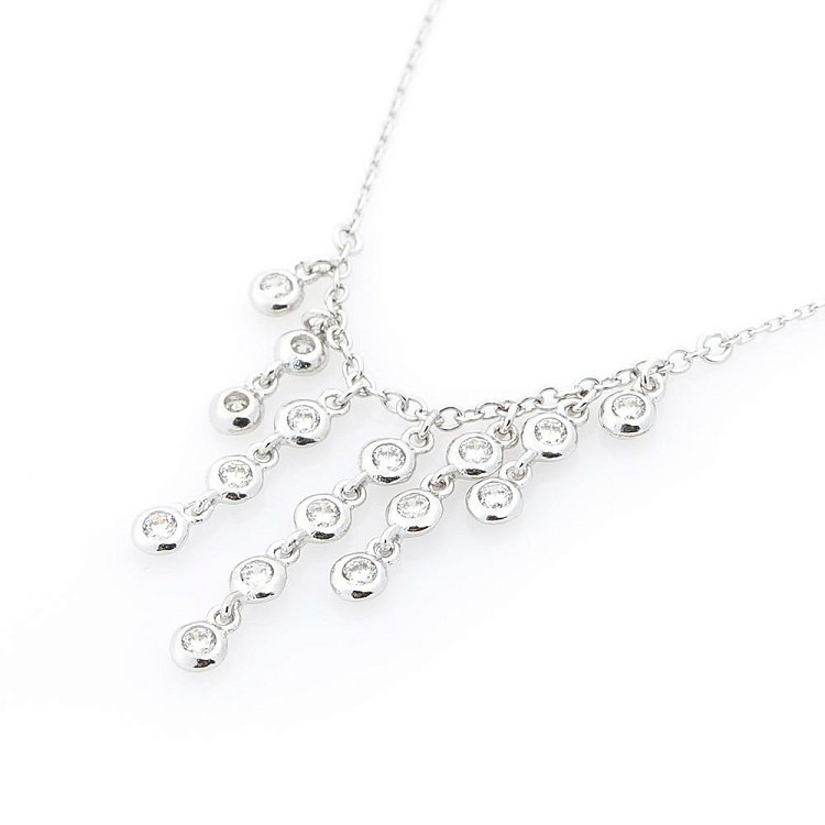 Серебряное колье с фианитами 18513 от ювелирного магазина Оникс - 2