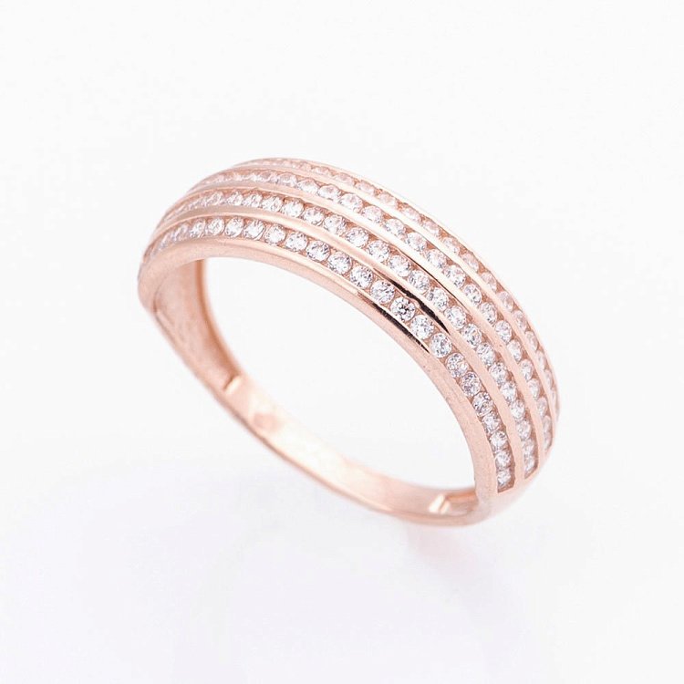 Золота каблучка з фіанітами к03208 від ювелірного магазину Онікс